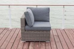 Sale Eckelement rechts, grau, Polyrattan, 82 x 82 x 70 cm, verstellbare Sitzfläche, wasserfeste Kissenbox Polyrattan-Gartenmöbel|Gartenlounge