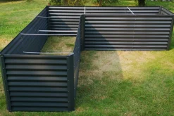 Discount Eck-Hochbeet, anthrazit, Aluminium-Zink-Stahl, 270x270x90x84cm Hochbeet