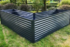 Discount Eck-Hochbeet, anthrazit, Aluminium-Zink-Stahl, 270x270x90x84cm Hochbeet
