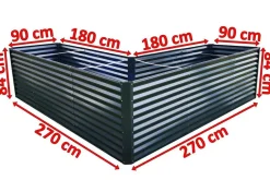 Discount Eck-Hochbeet, anthrazit, Aluminium-Zink-Stahl, 270x270x90x84cm Hochbeet