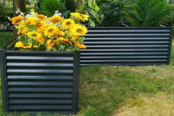 Discount Eck-Hochbeet, anthrazit, Aluminium-Zink-Stahl, 270x270x90x84cm Hochbeet