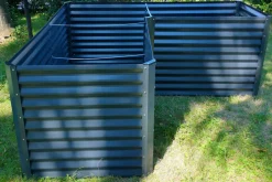 New Eck-Hochbeet, anthrazit, Aluminium-Zink-Stahl, 210x210x90x84cm Hochbeet