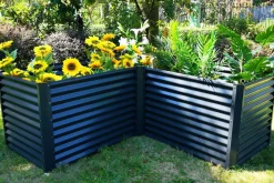 New Eck-Hochbeet, anthrazit, Aluminium-Zink-Stahl, 210x210x90x84cm Hochbeet
