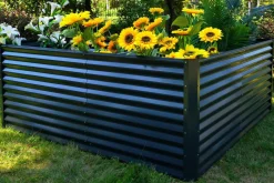 New Eck-Hochbeet, anthrazit, Aluminium-Zink-Stahl, 210x210x90x84cm Hochbeet