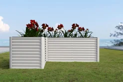 Eck-Hochbeet, silber, Aluminium-Zink-Stahl, 270x270x90x84cm Hochbeet