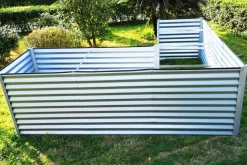 Eck-Hochbeet, silber, Aluminium-Zink-Stahl, 270x270x90x84cm Hochbeet