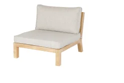 Outlet Ecklounge, Akazie, 5 Personen, inkl. Tisch ø 80 cm und Polster aus Olefin in hellbraun, FSC®-zertifiziertes Produkt Gartenlounge