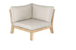 Outlet Ecklounge, Akazie, 5 Personen, inkl. Tisch ø 80 cm und Polster aus Olefin in hellbraun, FSC®-zertifiziertes Produkt Gartenlounge