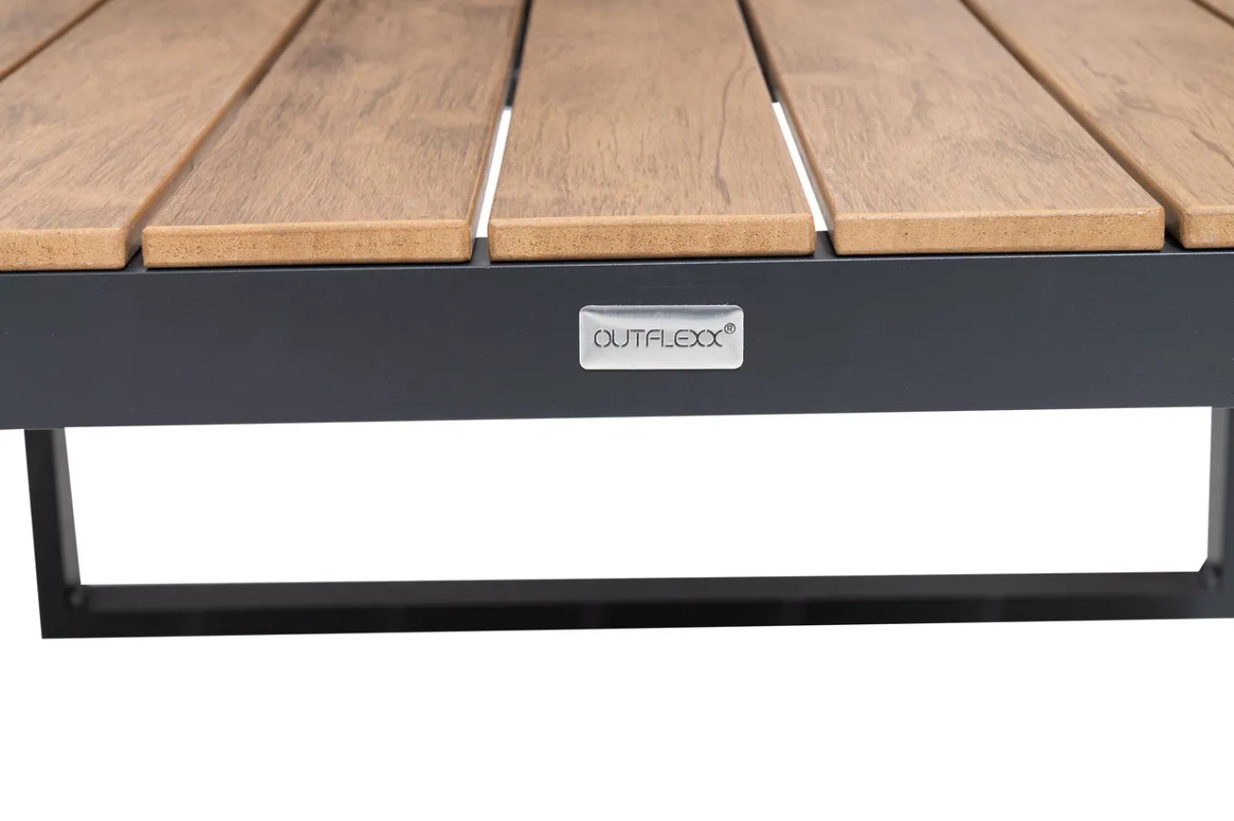 Best Ecklounge, anthrazit matt, Alu/Holzoptik, 5 Personen, Seitenablage Gartenlounge|Aluminium-Gartenmöbel