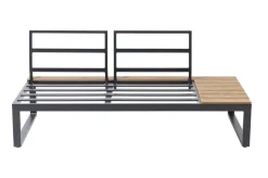Best Ecklounge, anthrazit matt, Alu/Holzoptik, 5 Personen, Seitenablage Gartenlounge|Aluminium-Gartenmöbel