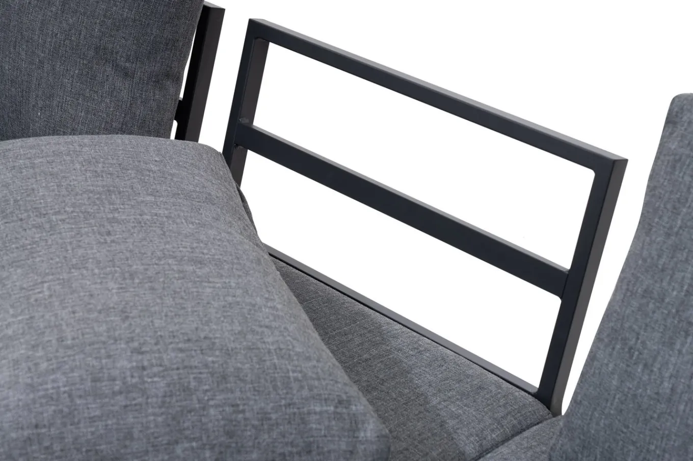 Best Ecklounge, anthrazit matt, Alu/Holzoptik, 5 Personen, Seitenablage Gartenlounge|Aluminium-Gartenmöbel