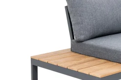 Best Ecklounge, anthrazit matt, Alu/Holzoptik, 5 Personen, Seitenablage Gartenlounge|Aluminium-Gartenmöbel