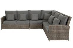 Discount Ecklounge, grau, Polyrattan, 4tlg, 5-6 Personen, inkl. Polster und Kissen Polyrattan-Gartenmöbel|Gartenlounge