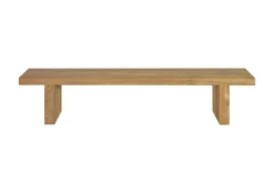 Discount Encino Garten-Essgruppe, recyceltes Teak, Tisch 220x100cm, 2 Bänke 220x40cm, Gebürstet, Hohe Belastbarkeit, FSC®-zertifiziertes Produkt Garten-Essgruppen|Teak-Gartenmöbel