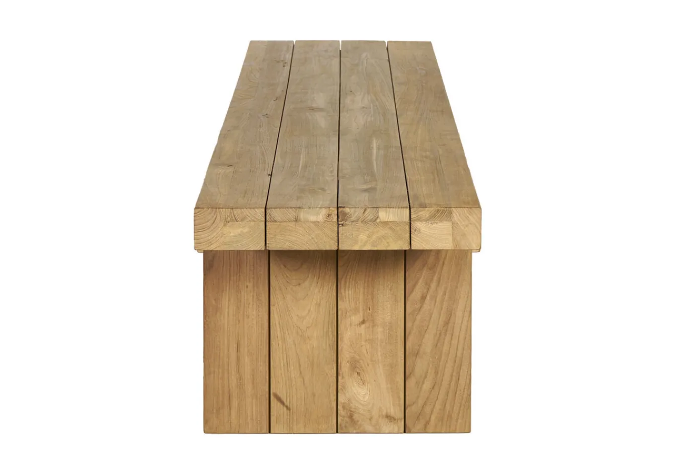 Discount Encino Garten-Essgruppe, recyceltes Teak, Tisch 220x100cm, 2 Bänke 220x40cm, Gebürstet, Hohe Belastbarkeit, FSC®-zertifiziertes Produkt Garten-Essgruppen|Teak-Gartenmöbel
