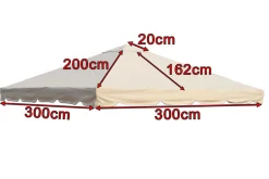 New Ersatzdach für Sahara Pavillon, beige, Polyester, 300x300cm Pavillon|Gartenmöbel-Zubehör & Ersatzteile