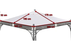 Outlet Ersatzdach für Siena Garden Pavillon Korfu, natur, Polyester PU-beschichtet, 350x350cm Pavillon|Gartenmöbel-Zubehör & Ersatzteile