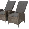 2er Set Dining Sessel, grau, Polyrattan, je 55 x 65 x 112 cm, Rücken stufenlos verstellbar Polyrattan-Gartenmöbel|Gartenstühle & Gartensessel