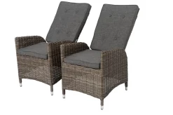 2er Set Dining Sessel, grau, Polyrattan, je 55 x 65 x 112 cm, Rücken stufenlos verstellbar Polyrattan-Gartenmöbel|Gartenstühle & Gartensessel