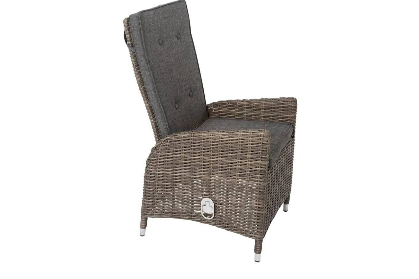 2er Set Dining Sessel, grau, Polyrattan, je 55 x 65 x 112 cm, Rücken stufenlos verstellbar Polyrattan-Gartenmöbel|Gartenstühle & Gartensessel
