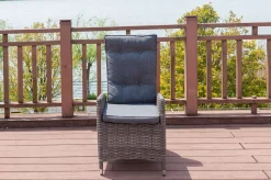 2er Set Dining Sessel, grau, Polyrattan, je 55 x 65 x 112 cm, Rücken stufenlos verstellbar Polyrattan-Gartenmöbel|Gartenstühle & Gartensessel