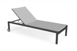 Discount 2er-Set Gartenliege, grau/schwarz, Alu/Textilene, 190 x 80 cm, rollbar, verstellbare Rückenlehne Gartenliegen|Aluminium-Gartenmöbel
