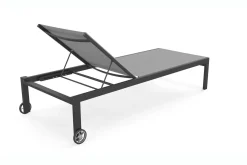 Discount 2er-Set Gartenliege, grau/schwarz, Alu/Textilene, 190 x 80 cm, rollbar, verstellbare Rückenlehne Gartenliegen|Aluminium-Gartenmöbel