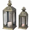 Sale 2-er Set Laterne, blau/gold, Metall, H ca. 26/38,5 cm Beleuchtung
