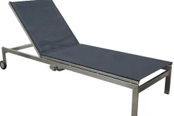 Best 2er-Set Rollliege, schwarz, Edelstahl/Teak, 212x71x36cm, mit Beistelltisch 45x45cm, FSC®-zertifiziertes Produkt Gartenliegen