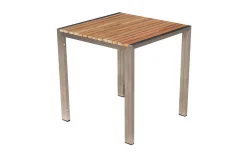 2er-Set Rollliege, taupe, Edelstahl/Teak, 212x71x36cm, mit Beistelltisch 45x45cm, FSC®-zertifiziertes Produkt Gartenliegen