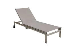 2er-Set Rollliege, taupe, Edelstahl/Teak, 212x71x36cm, mit Beistelltisch 45x45cm, FSC®-zertifiziertes Produkt Gartenliegen
