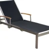 Best 2er-Set Sonnenliegen, schwarz, Edelstahl/Teak, 195,5x74x35cm, mit Beistelltisch 45x45cm, Teak Armlehnen, FSC®-zertifiziertes Produkt Gartenliegen
