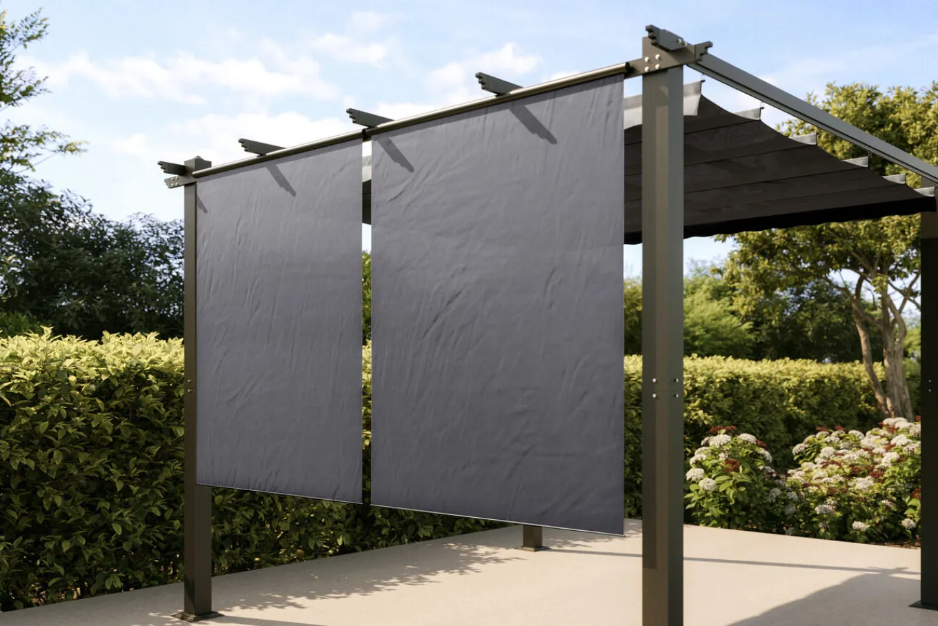 2er Vorhangset, anthrazit, Polyester, 120 x 150 cm, pflegeleicht, passend für Pergola 3x4 m/4x4 m Pergola|Gartenmöbel-Zubehör & Ersatzteile