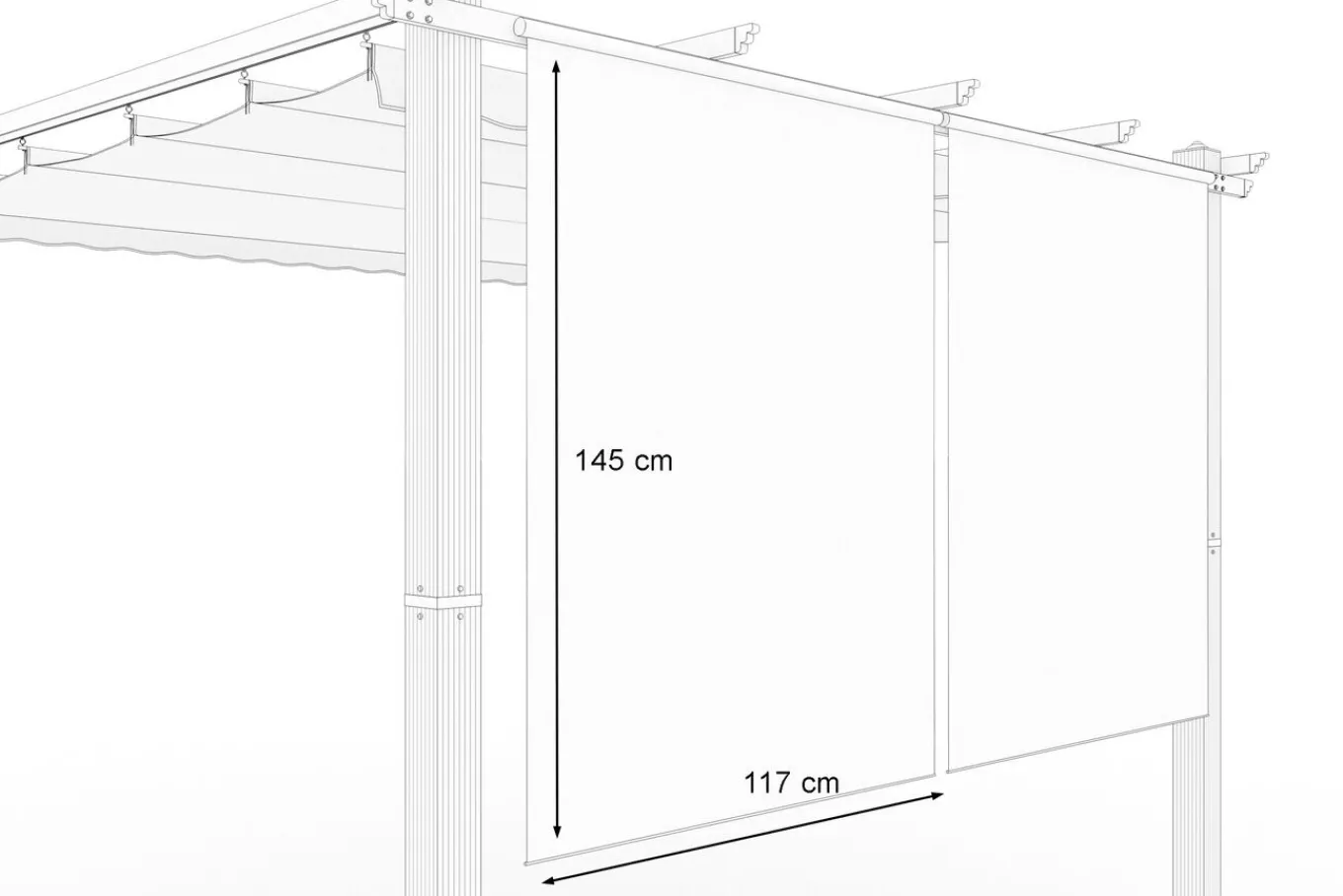 2er Vorhangset, anthrazit, Polyester, 120 x 150 cm, pflegeleicht, passend für Pergola 3x4 m/4x4 m Pergola|Gartenmöbel-Zubehör & Ersatzteile
