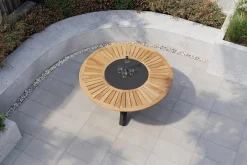 Outlet Esstisch, anthrazit matt, Alu/Teak, Ø150x75 cm, mit Glasinlay Gartentische