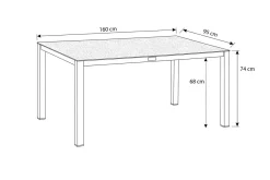 New Esstisch, anthrazit matt, Alu/Spraystone, 160x95 cm Gartentische