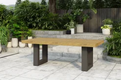 Outlet Esstisch, anthrazit/natur, Alu/recyceltes Teak, 220 x 100 cm, rustikal gebürstet, FSC®-zertifiziertes Produkt Gartentische