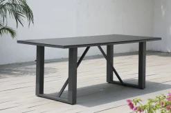 Online Esstisch, anthrazit, Aluminium, Glaskeramik, 200x90 cm Gartentische