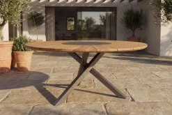 Best Esstisch, Edelstahl/Teakholz, Ø 170cm, inkl. drehbarer Granitplatte und Eiskühler, FSC®-zertifiziertes Produkt Gartentische