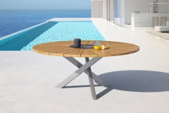 Best Esstisch, Edelstahl/Teakholz, Ø 170cm, inkl. drehbarer Granitplatte und Eiskühler, FSC®-zertifiziertes Produkt Gartentische