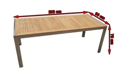 Outlet Esstisch, Edelstahl/Teakholz, 200x90cm Gartentische