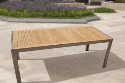 Outlet Esstisch, Edelstahl/Teakholz, 200x90cm Gartentische