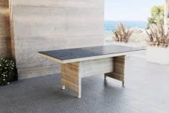 Online Esstisch, grau/dessert-beige, Alu/bedrucktes Glas, 200 x 95 cm, witterungsbeständig, kratzfest Gartentische