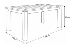 New Esstisch, natur, recyceltes SLVK-Teakholz, Plattenstärke 30 mm, 160 x 90 x 77 cm Gartentische