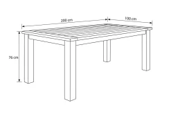 Outlet Esstisch, natur, recyceltes SLVK-Teakholz, Plattenstärke 30 mm, 200 x 100 x 77 cm Gartentische|Teak-Gartenmöbel