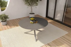 Online Esstisch, silber/grau, Edelstahl/Glaskeramik, ca. Ø150cm Gartentische