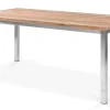 Outlet Esstisch, silber/natur, Edelstahl/ recyceltes Teak, 180x90cm, rustikal gebürstet, FSC®-zertifiziertes Produkt Gartentische