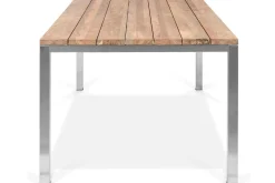 Best Esstisch, silber/natur, Edelstahl/ recyceltes Teak, 200x100cm, rustikal gebürstet Gartentische|Edelstahl-Gartenmöbel