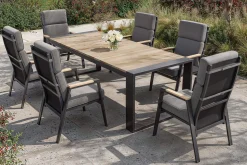 Discount Evora Garten-Essgruppe, anthrazit/natur, Alu/Teak/Polyester, 240 x 100 cm, FSC®-zertifiziertes Produkt Garten-Essgruppen