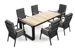 Discount Evora Garten-Essgruppe, anthrazit/natur, Alu/Teak/Polyester, 240 x 100 cm, FSC®-zertifiziertes Produkt Garten-Essgruppen